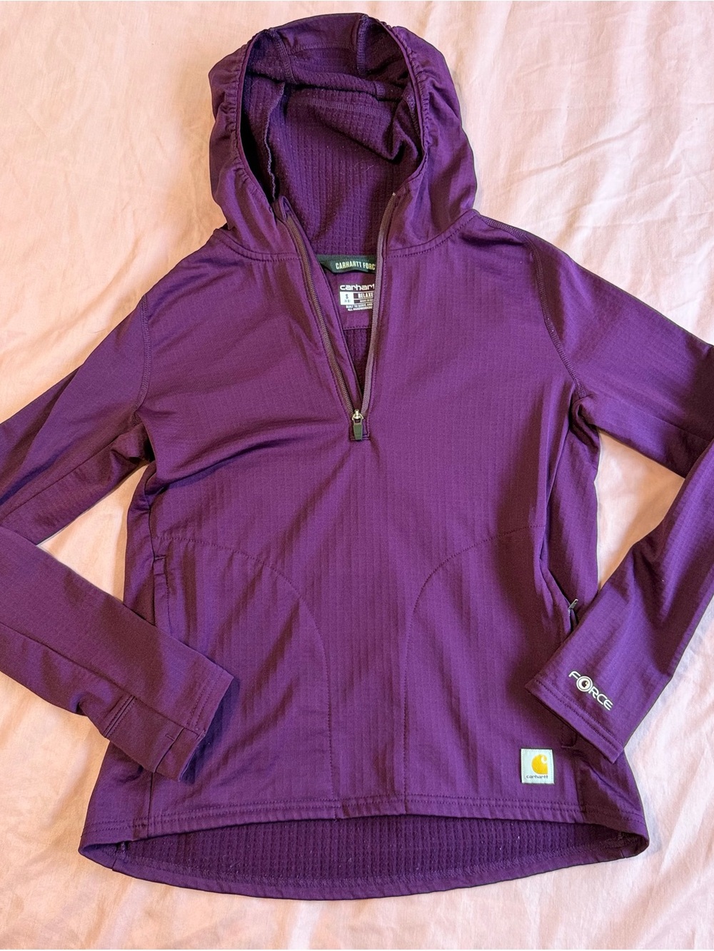 Carhartt Force Purple Grid Fleece Half Zip Hoodie S activewear